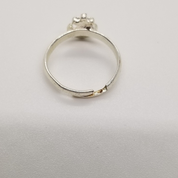 adjustable silver tone toe or pinky ring with blue anchor - Picture 3 of 4